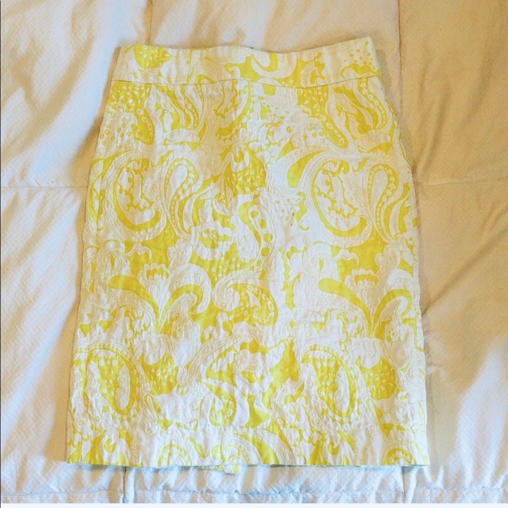 J crew yellow flower pencil skirt